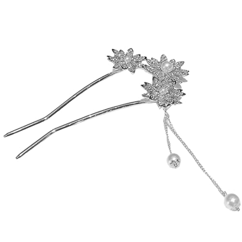 WEKADRIN Vintage Haarnadel mit Quasten und Perlen Chinesisches Haarstäbchen für Damen Sonnenblumen haarschmuck Stabiles Haarpin Geeignet für Hochzeiten Partys Alltag und Dickes Haar von WEKADRIN