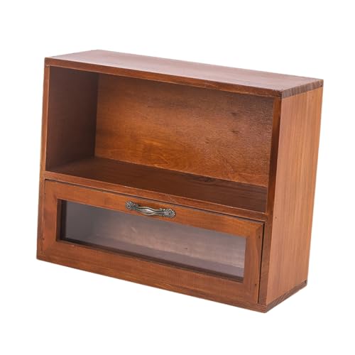 WEKADRIN Vintage Kosmetik Aufbewahrungsregal aus Robustem Holz Vielseitiges Make up Organizer Cabinet für Schlafzimmer Wohnzimmer mit Stauraum für Kosmetik Fotos und Bücher Retro Design von WEKADRIN
