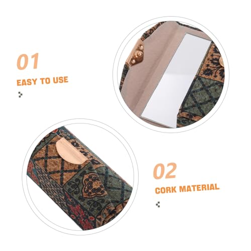WEKADRIN Vintage Lippenstifthalter mit Weichem Kork Integrierter Spiegel Floraler Make Up Organizer Tragbare Kosmetiktasche für Damen Lippenstiftaufbewahrung mit Großzügigem Stauraum von WEKADRIN