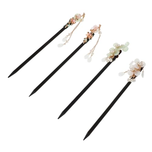 WEKADRIN 4stücke Retro Holz-haarstäbchen Für Damen Chinesische Haaraccessoires Im Antiken Stil Für Hanfu Und Cheongsam Leicht Und Komfortabel Elegantes Design Mit Quasten Und von WEKADRIN