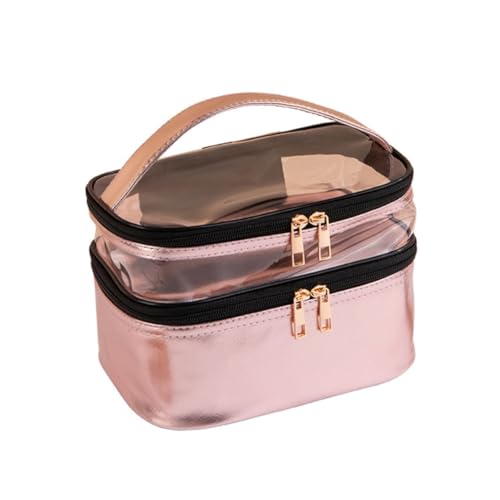 WEKADRIN wasserdichte Transparente Kosmetiktasche mit Doppelkammer Multifunktionale Reise Toilettenartikel Aufbewahrungstasche Leichte Handtasche für Damen und Herren Praktisches Reiseetui von WEKADRIN