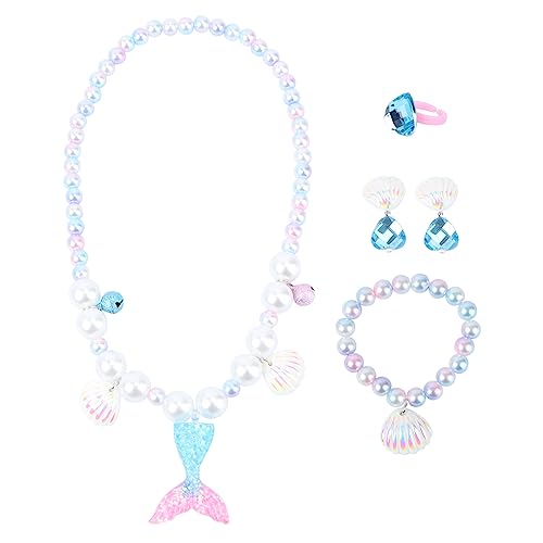 WEKAMOS 1 Satz Teiliges Meerjungfrau Schmuckset für Perlenhalskette und Armband mit Anhänger Bunte Accessoires für Mädchen für Besondere Anlässe und Fotorequisiten Hochwertige und von WEKAMOS