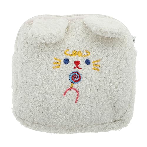 WEKAMOS 1 Stück Plüsch Make Up Tasche mit Reißverschluss Niedlicher Cartoon Hase Kosmetische Aufbewahrung für Damen für Damenhygieneprodukte Schlüssel und Handys Perfektes von WEKAMOS