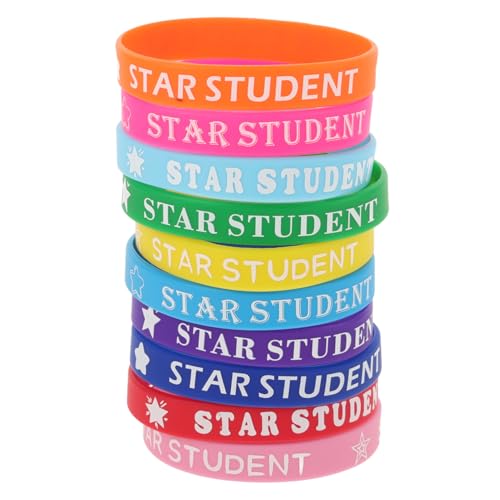 WEKAMOS 10 Stück Teiliges Bunte Silikonarmbänder für Sternförmige Schüler Belohnungsarmbänder Komfortable Schularmbänder zur Teamförderung und Motivation im Klassenzimmer von WEKAMOS
