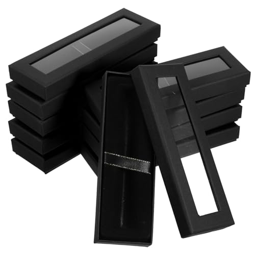 WEKAMOS 10 Stück Teiliges Schwarzes Stiftebox mit Transparentem Sichtfenster Geschenkbox für Stifte und Kleine Gegenstände Multifunktional für Schmuck als Party Mitgebsel und Aufbewahrung von WEKAMOS