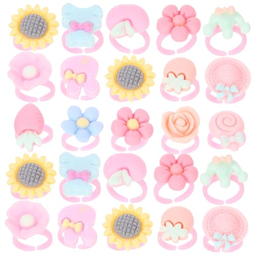 WEKAMOS 100 Stück Teiliges Spielzeugringe für Mädchen Bunte Offene Verstellbare Kinderringe aus Resin und Kunststoff als Geburtstagsgeschenk für Mädchen Jahre Schmuck zum Verkleiden und von WEKAMOS
