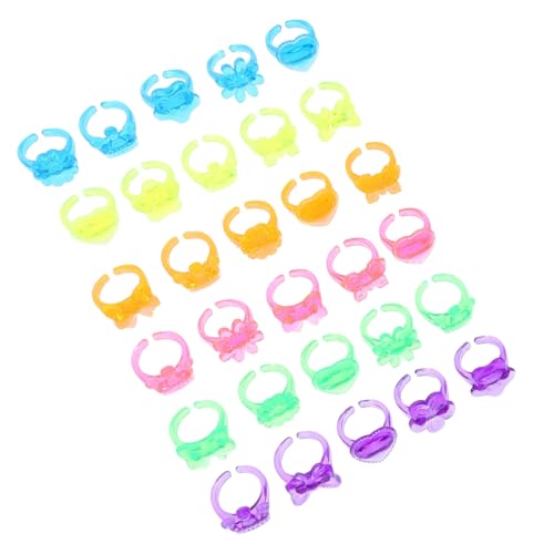 WEKAMOS 100Stücke Mädchenschmuck Ringe aus Kunststoff Anziehspielzeuge Verstellbare Spielzeugringe für Partybevorzugungsringe für Rollenspiele und Cosplay von WEKAMOS