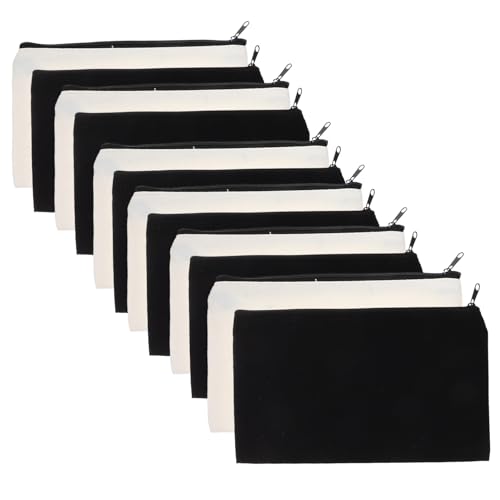 WEKAMOS 12 Stück Teiliges DIY Canvas Kosmetiktaschen Hitzebeständige Blanko Segeltuch Schminktaschen mit Reißverschluss Vielseitige Aufbewahrung für Make Up Kulturbeutel Reise und von WEKAMOS