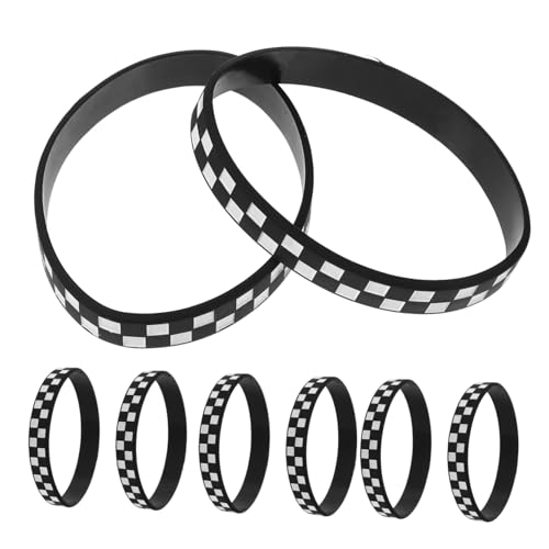 WEKAMOS 12 Stück Teiliges Silikon Armband mit Karomuster Dekoratives Racing Wristband in Robustes Sport Accessoire für Teams Motorsport Fans und Partys von WEKAMOS