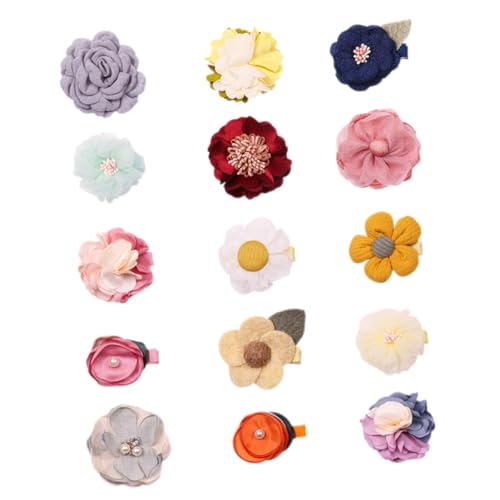 WEKAMOS 15 Stück Teiliges Bunte Blumen Haarklammern für Damen Süße Haarspangen mit Blütenmotiv Haarschmuck Accessoires für Partys und Alltag und Einfach zu Tragen von WEKAMOS