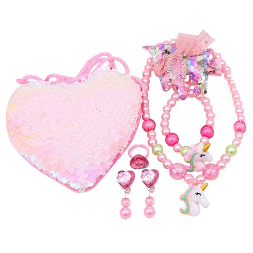 WEKAMOS 1Satz Kleines Schmuckset für Einhorn Halskette und Ohrringe Perfektes Kindergeschenk für Geburtstage und Besondere Anlässe mit Bunten und Modischem Design von WEKAMOS