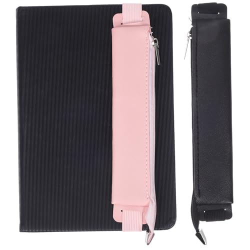 WEKAMOS 2 Elastisches Teiliges Federmäppchen mit Reißverschluss Schlanke Leichte Stifttasche Tragbarer Stift Organizer für Notizbücher Planer und Bürobedarf Schwarz und Rosa von WEKAMOS