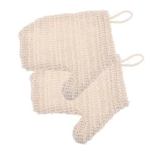 WEKAMOS 2 Stück Baumwoll leinen Body Scrub Gloves Sanfte Dicke Waschhandschuhe für Damen und Herren Effektive Peeling handschuhe zur Tiefenreinigung und Reichhaltigen Schaumbildung von WEKAMOS