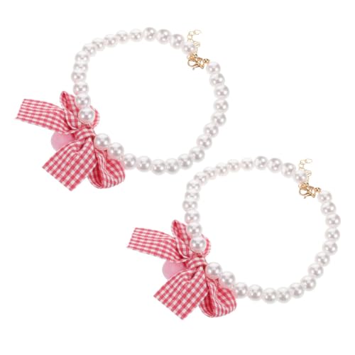 WEKAMOS 2 Stück Blumenperlen Kragen mit Schleife für Hunde und Katzen Dekorativer Kragen für Mädchen Geeignet für Kostüme Partys und Fotoshootings von WEKAMOS