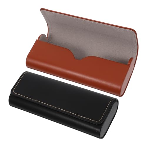 WEKAMOS 2 Stück Brillenetui Hartschale mit Metallrahmen Magnetverschluss Vintage Kunstleder für Herren Damen Robustes Tragbares Aufbewahrungsetui für und Lesebrillen Kompakt von WEKAMOS