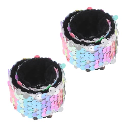 WEKAMOS 2 Stück Bunte Slap Armbänder mit Pailletten Snap Armband für Jungen und Mädchen Langlebiges Material als Schulpreis Ostergeschenk und Party Mitgebsel von WEKAMOS