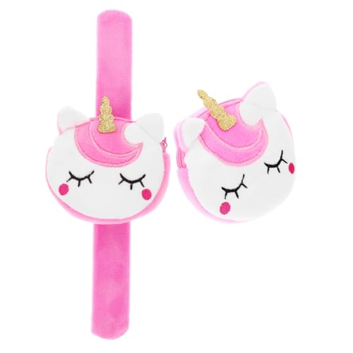 WEKAMOS 2 Stück Einhorn Schnapparmbänder mit Münzfach Weiches Material Kindgerechtes Portemonnaie für Mädchen und Jungen Niedliches Party Armband und Geldbeutel in Weiß von WEKAMOS