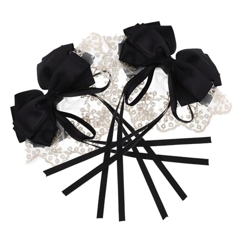 WEKAMOS 2 Stück Große Schleifen Haarclips für Damen Teiliges Zarter Spitzen Haarspangen mit Langer Schwanzform Langlebig Leicht Geeignet für Geburtstag Hochzeit Abschlussball Haarschmuck von WEKAMOS