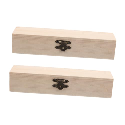 WEKAMOS 2 Stück Holz Stiftebox mit Deckel Langlebige DIY Holzschatulle für Schule und Büro Handbemalbar Praktische Aufbewahrung für Stifte und Schreibwaren für Teens und Kreative Projekte von WEKAMOS