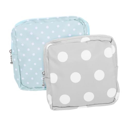 WEKAMOS 2 Stück Menstruationstasche mit Reißverschluss Praktische Hygienetasche für Damenbinden Modische Aufbewahrungstasche mit Punkte Muster Kompakt und Tragbar für Teenager Mädchen und von WEKAMOS