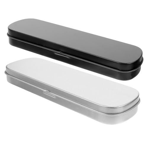 WEKAMOS 2 Stück Metall Stiftboxen Robuste Aufbewahrungsbehälter für Stifte Bleistifte und Schreibwaren Clamshell Design für Schule und Büro Schwarz und Silber WEKAMOS 2 Stück Metall Stiftboxen Robuste Aufbewahrungsbehälter für Stifte Bleistifte und Schreibwaren Clamshell Design für Schule und Büro Schwarz und Silber von WEKAMOS
