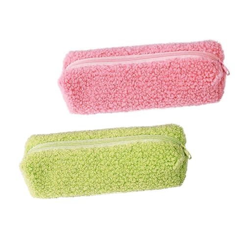 WEKAMOS 2 Stück Plüsch Federmäppchen Weiche Stifttasche aus Hochwertigem Plüschmaterial Niedliche Kosmetiktasche und Aufbewahrungstasche für Mädchen Vielseitiges Zufällige Zufällige Farbe von WEKAMOS