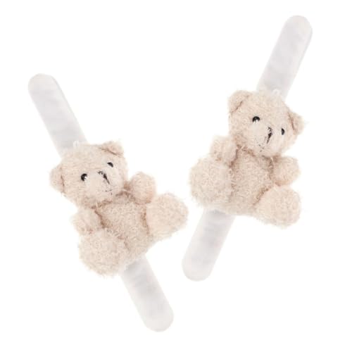 WEKAMOS 2 Stück Plüsch Tier Slap Wristband Bär Party Dekoration für Niedliches für Tier und Mottopartys Bequemes Tragegefühl Weiße Farbe von WEKAMOS