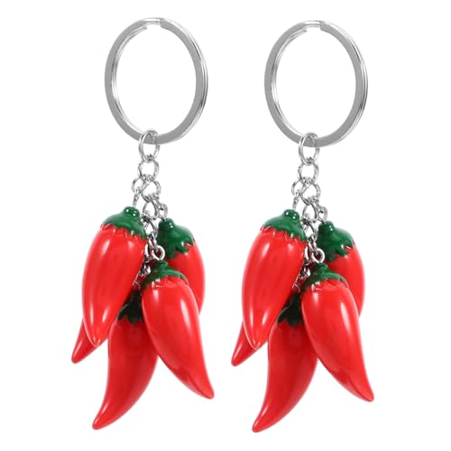 WEKAMOS 2 Stück Teiliges Chili Schlüsselanhänger aus Langlebiger Legierung Realistische Chili Simulation Trendiger Party Favor Schlüsselring für Schlüssel und Rucksack Einzigartiges von WEKAMOS