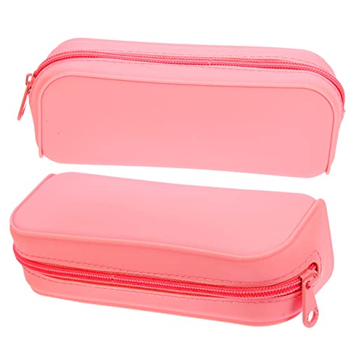 WEKAMOS 2 Stück Teiliges Federmäppchen aus Farbigem Weichem Silikon Großes Fassungsvermögen Leicht und Tragbar Ästhetische Federtasche für Schule und Büro Stiftemäppchen für Schüler von WEKAMOS