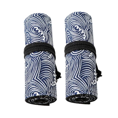 WEKAMOS 2 Stück Teiliges Leinwand Rollmäppchen mit Gedrucktem Muster Großer Kapazität Langlebiger Stiftehalter für Buntstifte und Zeichnungswerkzeuge Praktische Aufbewahrungstasche für von WEKAMOS