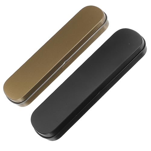 WEKAMOS 2 Stück Teiliges Metall Federmäppchen Robuste Aufbewahrungsbox für Schulbedarf und Make Up Hochwertige Bleistiftbox mit Reißverschluss Schwarz und Gold Multifunktionale von WEKAMOS