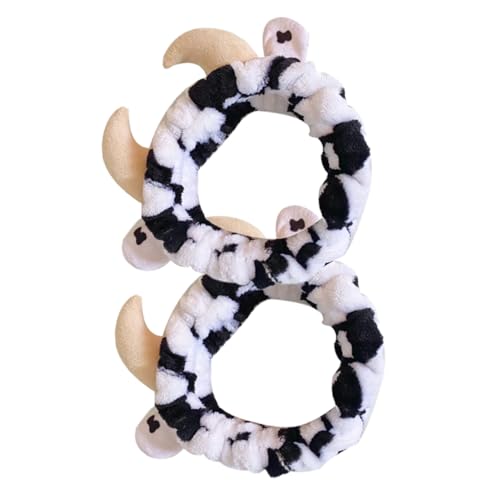 WEKAMOS 2 Stück Weiches Kuhmuster Stirnband aus Elastisches Spa Make up Haarband für Damen Bequemes Wasch Gesichts stirnband Flexibel und Bequem für Alltag und Beauty routine von WEKAMOS
