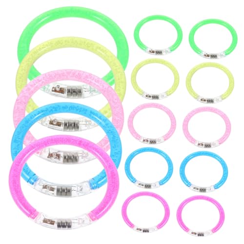 WEKAMOS 20 Stück Teiliges Leuchtarmband aus Bruchsicherem Acryl Fluoreszierende Party Accessoires mit DIY Verbindern Mehrfarbiges Neon Glow Armband für Festivals Clubs Garten und Pooldeko von WEKAMOS