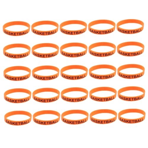 WEKAMOS 25 Stück Teiliges Basketball silikonarmband Einfarbig Bedruckte Basketball muster Unisex Wristbands für Party Festival Geburtstag Auffälliges Sport Accessoire von WEKAMOS