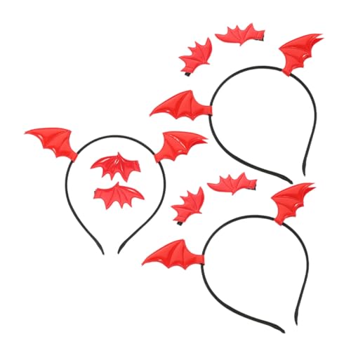 WEKAMOS 3 Satz Teiliges Halloween Fledermaus Haarreif mit Haarclips Gruseliges Party Haaraccessoire für Damen Passendes Cosplay Kostüm Zubehör für Festliche Verkleidungen und Mottoevents von WEKAMOS