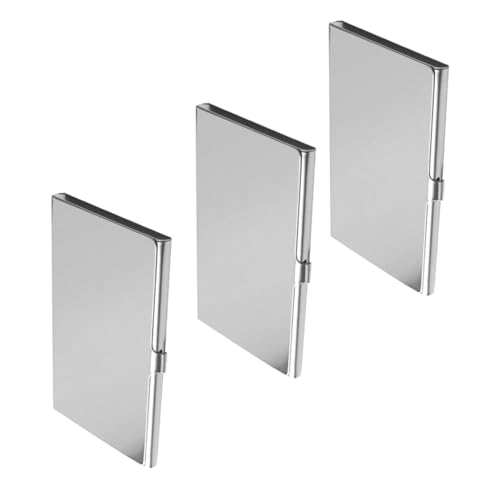 WEKAMOS 3 Stück Teiliges Visitenkartenetui Schlanker Moderner Metall Kartenhalter für Damen und Langlebig Kratzfest mit Schnellem Öffnungsmechanismus für Büro und Business von WEKAMOS