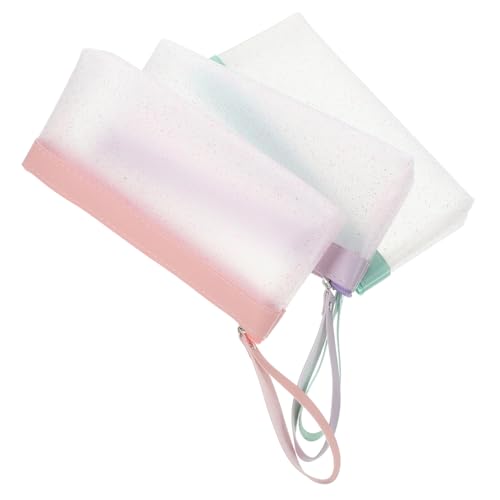 WEKAMOS 3stücke Transparentes Federmäppchen Kratzfeste Stifte-Tasche Großer Stifte-Organizer Mit Reißverschluss Make-up-pinseltasche Praktische Tragbare Stiftetasche Für Stifte von WEKAMOS
