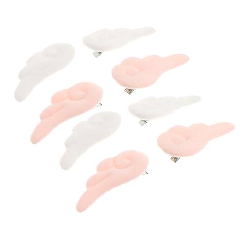WEKAMOS 4 Paare Plüsch Engelsflügel Haarklammern Weiß Rosa Haarschmuck Stabile Clips Weicher Kopfschmuck Niedlich für Mädchen Alltag Festliche Anlässe Zufällige Farbe Zufällige Farbe von WEKAMOS