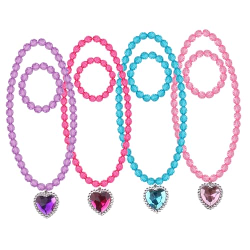 WEKAMOS 4 Sätze Teiliges Schmuckset Prinzessin Halskette und Armband Gestaltetes Design Geeignet für Mädchen Kostüm Party Tanz und Alltag Auffälliges Accessoire für Kleine Prinzessinnen von WEKAMOS