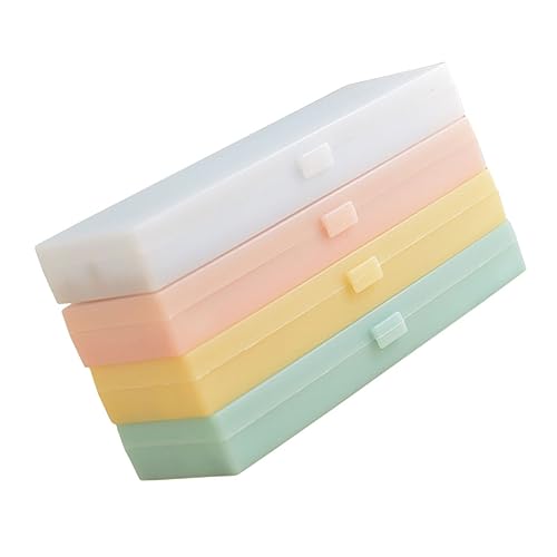 WEKAMOS 4 Stück Teiliges Durchscheinende Frosted Kunststoff Stifteboxen Mittlere Einfache Schnappverschluss Mäppchen für Schüler Originelles Stilvolles Schreibwaren Organizer Langlebig von WEKAMOS