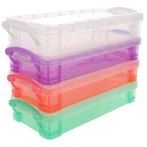 WEKAMOS 4 Stück Teiliges Kunststoff Stiftebox mit Deckel Durchsichtige Multifunktionale Aufbewahrung für Bleistifte Marker und Kleine Schreibwaren Leichter Organizer für Schule und Büro von WEKAMOS