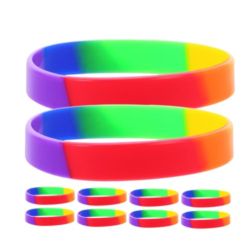 WEKAMOS 42 Stück Silikon-regenbogenarmbänder: Pride Day Party Supplies Bunte Armbänder Lgbt Gummiarmbänder Für Festivals Events Pride Month von WEKAMOS