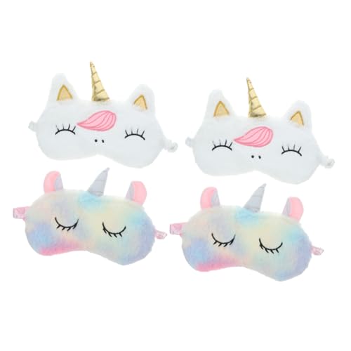 WEKAMOS 4stücke Süße Schlafmasken Für Junge Mädchen Einhorn-augenmaske Mit Tiermotiven Wie Katze Und Kaninchen Weiche Augenbinde Zum Schlafen Und Reisen Augenschutz Für Nickerchen von WEKAMOS