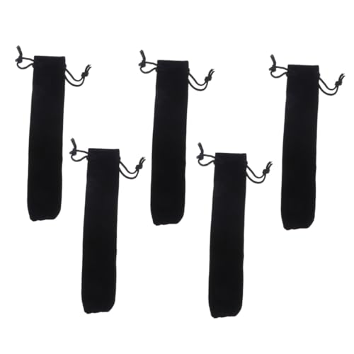 WEKAMOS 5 Stück Teiliges Stiftetui mit Kordelzug Schwarze Einzelstift Tasche aus Robustem Material für Bleistifte und Stifte Schützend und Praktisch für Schule und Büro von WEKAMOS