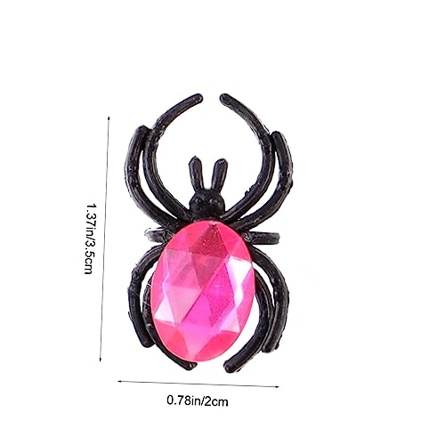 WEKAMOS 50 Stück Teiliges Halloween Spinnen Ring aus Kunststoff Leichte Verstellbare Finger Ringe Bunte Mix Strass als Party Goodie Bag Füller und Kostümzubehör für Erwachsene von WEKAMOS
