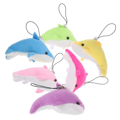 WEKAMOS 6 Stück Kleines Delfin Anhänger Bunten Farben Gelb Grün Blau für Taschen Handys Schlüssel Dekofiguren für Vielseitige Anwendungen von WEKAMOS