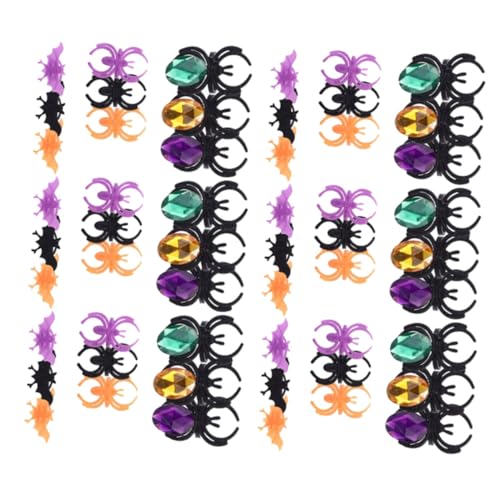 WEKAMOS 60 Stück Teiliges Halloween Finger Ring aus Kunststoff mit Spinnen und Fledermaus Motiv Bunte Kinderfreundliche Schmuckringe Verstellbar Sicher und Geruchlos für Kostüm und von WEKAMOS