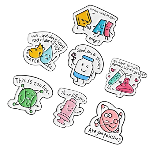 WEKAMOS 7 Stck Teiliges Cartoon Chemielabor Brosche Niedliche Metall Anstecknadel für Frauen Dekorative Brosche für Kleidung Zufälliger Stil für und Bastelprojekte von WEKAMOS