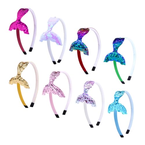 WEKAMOS 8stücke Haarreif Meerjungfrau Für Junge Mädchen Pailletten-haarschmuck Meerjungfrauen-kopfbedeckung Stirnband Mit Kunstperlen Partyzubehör Für Mädchen -design Leicht Und von WEKAMOS