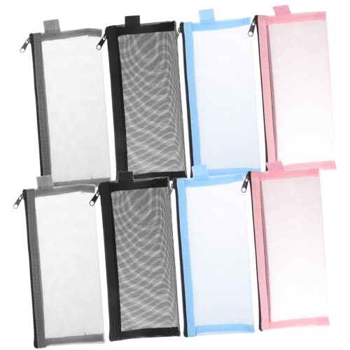 WEKAMOS 8 Stück Teiliges Netz Stifttaschen mit Reißverschluss Leicht Reißfest Waschbar Große Kapazität Kompakt für Schule Büro Vielseitig als Federmäppchen und Aufbewahrungstasche in von WEKAMOS